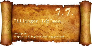Tillinger Tímea névjegykártya